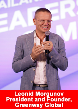 Leonid Morgunov, President and Founder of Greenway Global, speaking at a leadership event