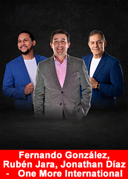 Fernando González, Rubén Jara, and Jonathan Díaz, leaders of One More International, promoting growth through system and duplication.
