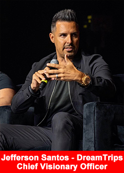 Jefferson Santos, DreamTrips Co-Founder and Chief Visionary Officer, speaking at a leadership event.