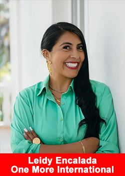 Leidy Encalada smiling confidently in a green shirt, appointed Regional Director for LATAM at One More International.