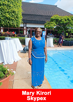 Mary Kirori, Skypex leader and entrepreneur from Kenya, recognized for empowering others through education and network marketing.