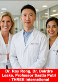 THREE Scientific Advisory Board members Dr. Roy Rong, Dr. Deirdre Leake, and Professor Sastia Putri, leaders in medicine, wellness, and biotechnology.